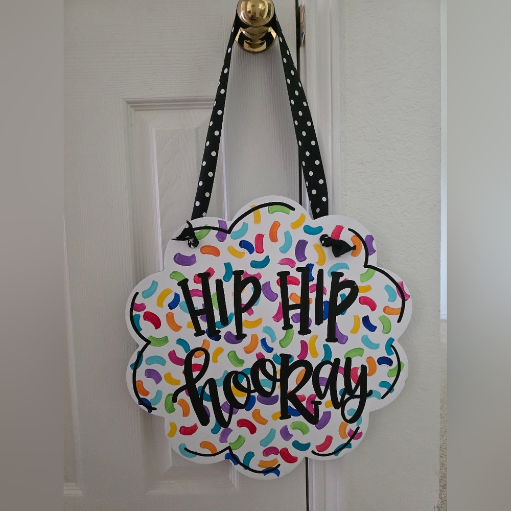 Colorful 'Hip Hip Hooray' Door Sign